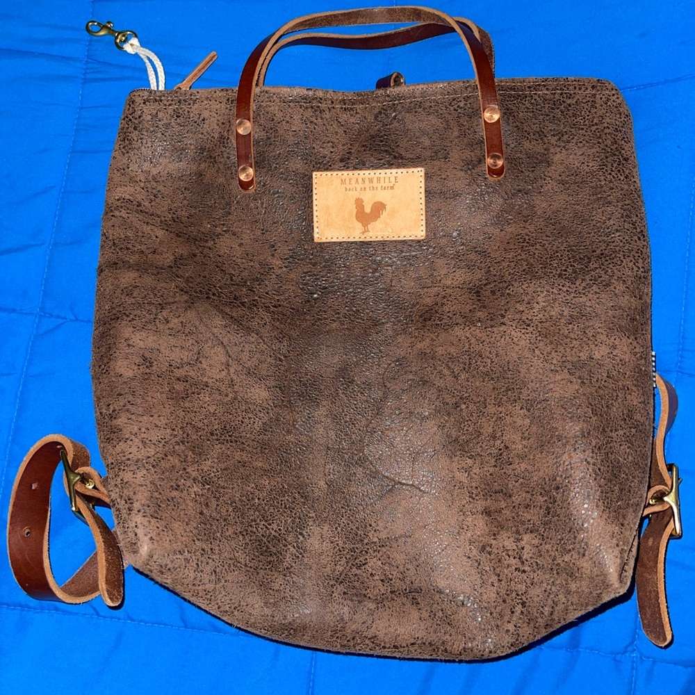 Meanwhile Back at the Farm Leather Handmade Backpack